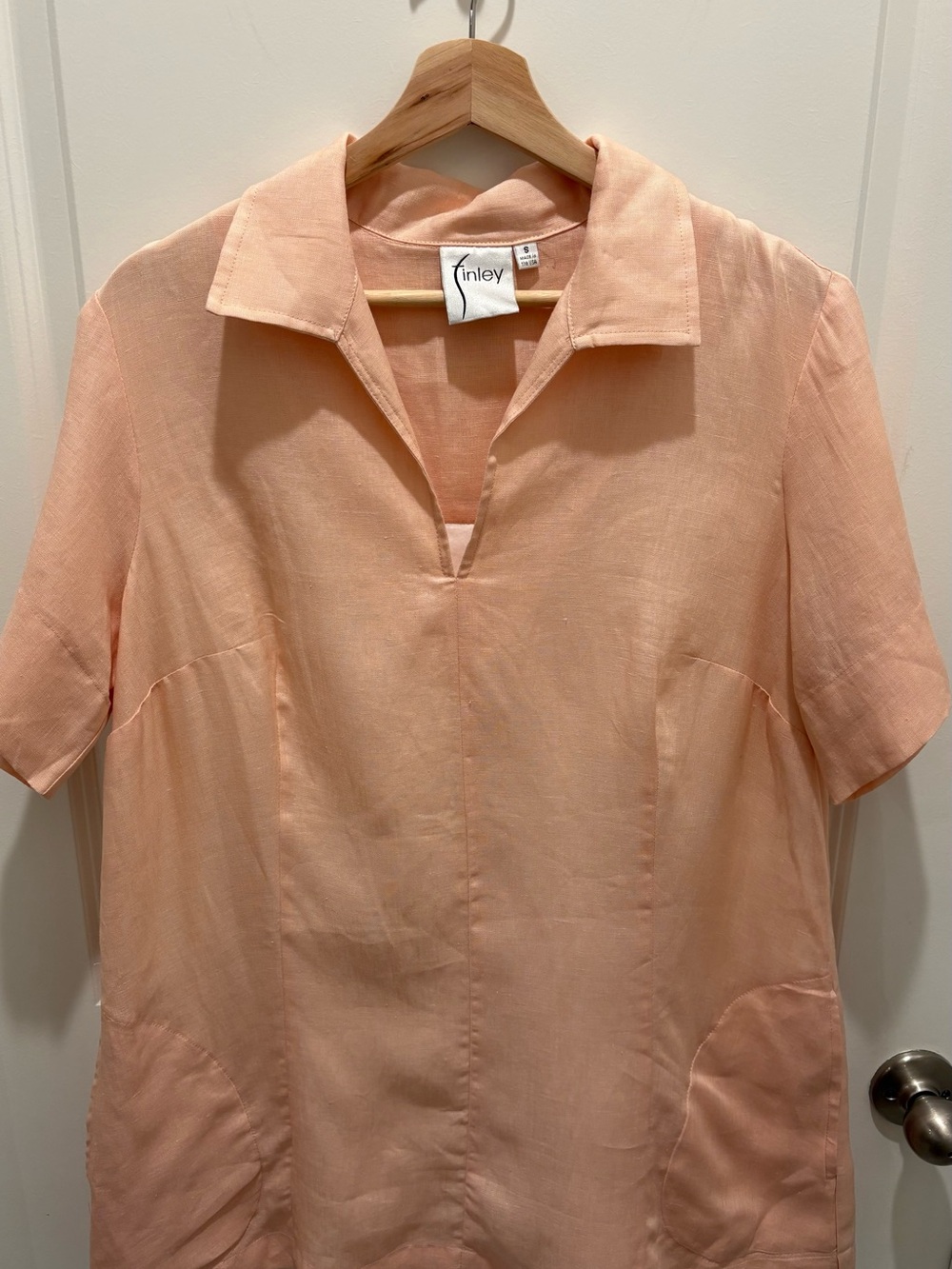 Finley Marcia Blush Pink 100% Linen Shift Dress Size Small Made in USA
